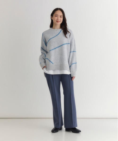 Right-on(ライトオン)の「HONEYSUCKLE ROSE(ハニーサックルローズ)【レディース】ヘンケイライン柄セーター(ニット/セーター・レディース・ダークグレー/オレンジ/ライトグレー・S/M/L)」の19枚目の写真