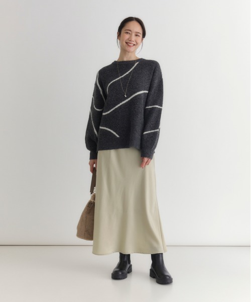 Right-on(ライトオン)の「HONEYSUCKLE ROSE(ハニーサックルローズ)【レディース】ヘンケイライン柄セーター(ニット/セーター・レディース・ダークグレー/オレンジ/ライトグレー・S/M/L)」の22枚目の写真