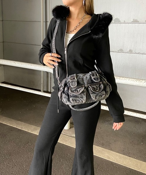 non-hedge（ノンヘッジ）の「デニム2WAYミニショルダーバッグ（ショルダーバッグ・レディース・ブラック/ブルー・FREE）」の4枚目の写真