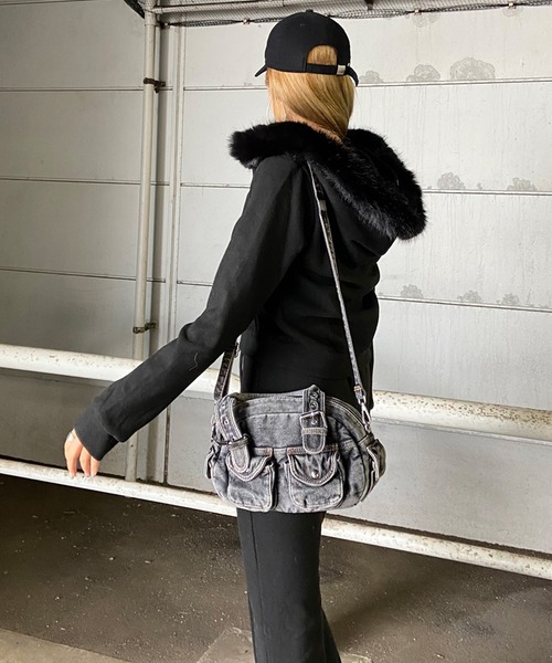 non-hedge（ノンヘッジ）の「デニム2WAYミニショルダーバッグ（ショルダーバッグ・レディース・ブラック/ブルー・FREE）」の5枚目の写真