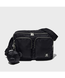 PHYSICAL DEPARTMENT（フィジカル デパートメント）の「ベアキーホルダー ナイロンマルチポケットクロスバッグ (M)_ブラック（メッセンジャーバッグ）」