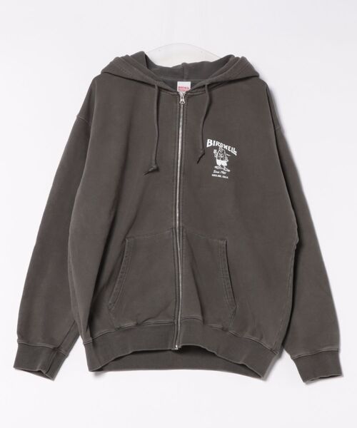 BIRDWELL(バードウェル)の「【BIRDWELL/バードウェル】61 PGM ZIP HOODIE-JP 日本別注 ピグメント加工 ブランドロゴ バックプリント ジップアップパーカー フーディー(パーカー・メンズ・グレー・LARGE/MEDIUM/X-LARGE)」の3枚目の写真