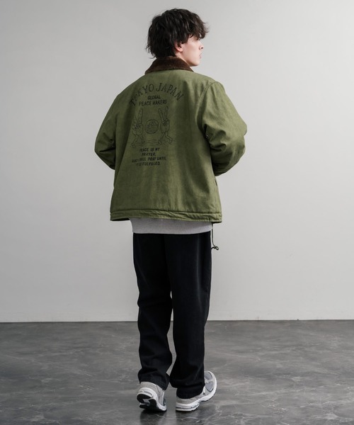 KRIFF MAYER（クリフメイヤー）の「KRIFF MAYER クリフメイヤー バックグラフィックプリント裏ボアデッキジャケット 2525109（ミリタリージャケット・メンズ・カーキ/チャコール/ベージュ・XL/L/M）」の21枚目の写真