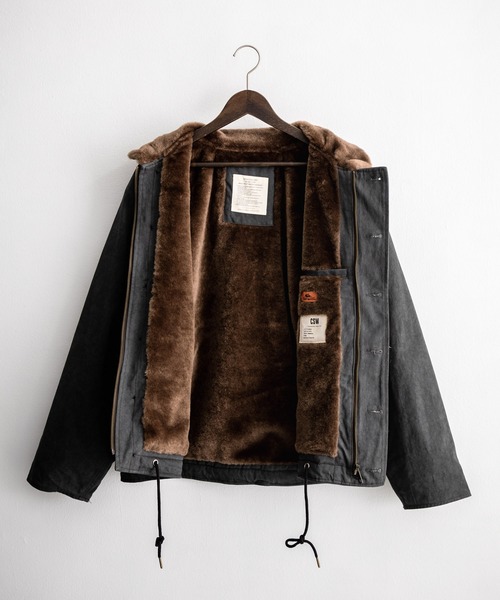 KRIFF MAYER（クリフメイヤー）の「KRIFF MAYER クリフメイヤー バックグラフィックプリント裏ボアデッキジャケット 2525109（ミリタリージャケット・メンズ・カーキ/チャコール/ベージュ・XL/L/M）」の9枚目の写真