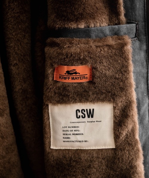 KRIFF MAYER（クリフメイヤー）の「KRIFF MAYER クリフメイヤー バックグラフィックプリント裏ボアデッキジャケット 2525109（ミリタリージャケット・メンズ・カーキ/チャコール/ベージュ・XL/L/M）」の10枚目の写真