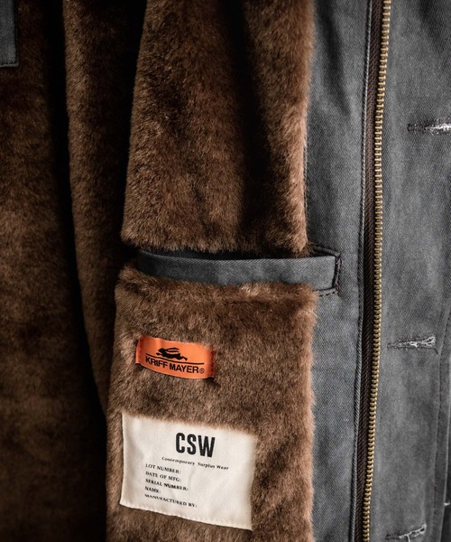 KRIFF MAYER（クリフメイヤー）の「KRIFF MAYER クリフメイヤー バックグラフィックプリント裏ボアデッキジャケット 2525109（ミリタリージャケット・メンズ・カーキ/チャコール/ベージュ・XL/L/M）」の11枚目の写真