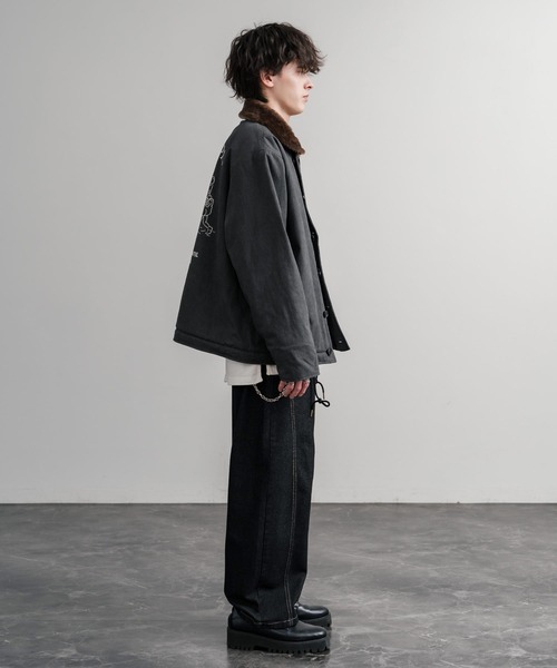 KRIFF MAYER（クリフメイヤー）の「KRIFF MAYER クリフメイヤー バックグラフィックプリント裏ボアデッキジャケット 2525109（ミリタリージャケット・メンズ・カーキ/チャコール/ベージュ・XL/L/M）」の7枚目の写真