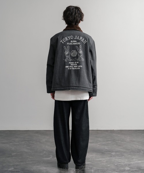 KRIFF MAYER（クリフメイヤー）の「KRIFF MAYER クリフメイヤー バックグラフィックプリント裏ボアデッキジャケット 2525109（ミリタリージャケット・メンズ・カーキ/チャコール/ベージュ・XL/L/M）」の8枚目の写真