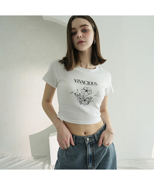 Vivacious(ビバシャス)の「Forest Crop T-shirt - 3COL(Tシャツ/カットソー・レディース・ブラック/ホワイト/チャコール・MEDIUM/SMALL)」の2枚目の写真
