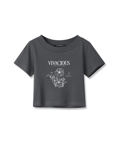 Vivacious(ビバシャス)の「Forest Crop T-shirt - 3COL(Tシャツ/カットソー・レディース・ブラック/ホワイト/チャコール・MEDIUM/SMALL)」の4枚目の写真
