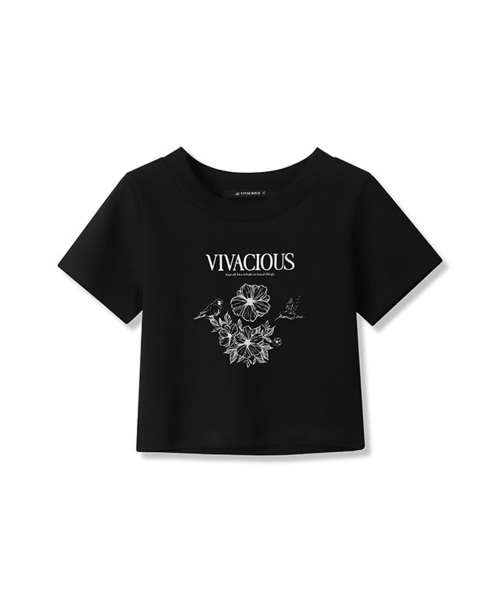 Vivacious(ビバシャス)の「Forest Crop T-shirt - 3COL(Tシャツ/カットソー・レディース・ブラック/ホワイト/チャコール・MEDIUM/SMALL)」の6枚目の写真