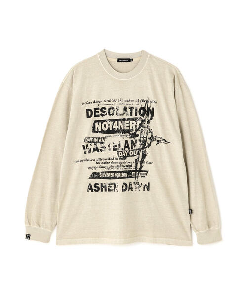 NOT4NERD(ノットフォーナード)の「NOT4NERD/ノットフォーナード/Poster Ashen Dawn Pigment Long Sleeve(Tシャツ/カットソー・メンズ・チャコールグレー/ベージュ・L/XL/M)」の5枚目の写真