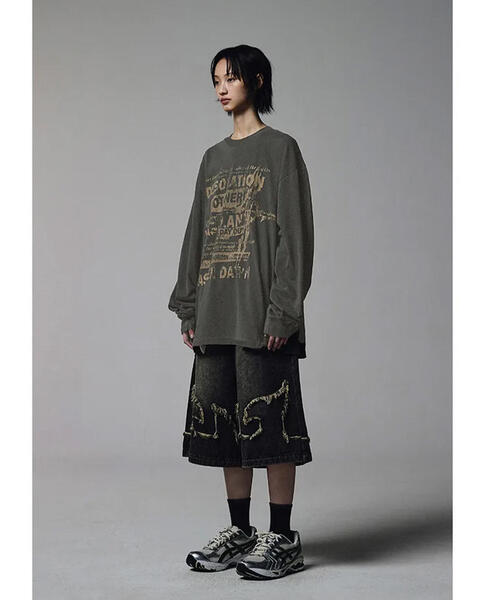NOT4NERD(ノットフォーナード)の「NOT4NERD/ノットフォーナード/Poster Ashen Dawn Pigment Long Sleeve(Tシャツ/カットソー・メンズ・チャコールグレー/ベージュ・L/XL/M)」の9枚目の写真