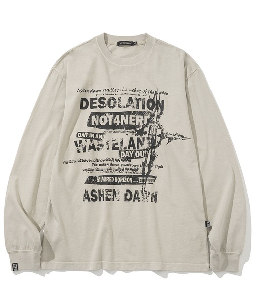NOT4NERD(ノットフォーナード)の「NOT4NERD/ノットフォーナード/Poster Ashen Dawn Pigment Long Sleeve(Tシャツ/カットソー・メンズ・チャコールグレー/ベージュ・L/XL/M)」の1枚目の写真