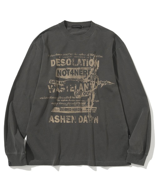 NOT4NERD(ノットフォーナード)の「NOT4NERD/ノットフォーナード/Poster Ashen Dawn Pigment Long Sleeve(Tシャツ/カットソー・メンズ・チャコールグレー/ベージュ・L/XL/M)」の2枚目の写真