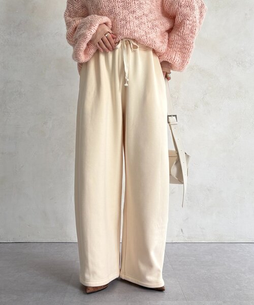 DouDou(ドゥドゥ)の「ボンバーヒートスウェットパンツ(その他パンツ・レディース・グレー/アイボリー・38/36)」の2枚目の写真