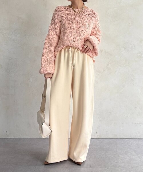 DouDou(ドゥドゥ)の「ボンバーヒートスウェットパンツ(その他パンツ・レディース・グレー/アイボリー・38/36)」の3枚目の写真