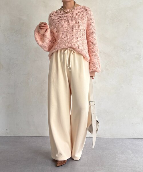 DouDou(ドゥドゥ)の「ボンバーヒートスウェットパンツ(その他パンツ・レディース・グレー/アイボリー・38/36)」の5枚目の写真