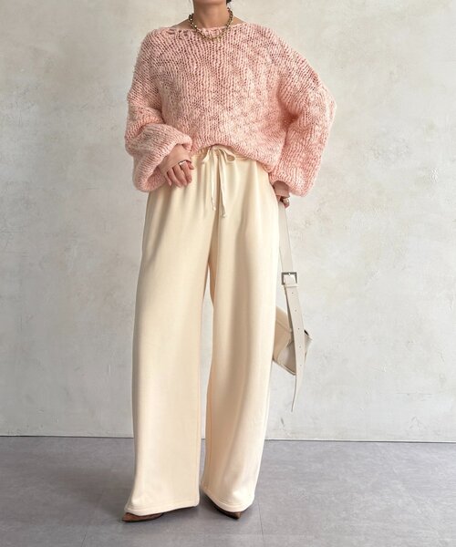 DouDou(ドゥドゥ)の「ボンバーヒートスウェットパンツ(その他パンツ・レディース・グレー/アイボリー・38/36)」の6枚目の写真