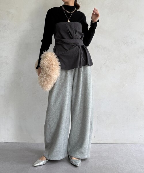 DouDou(ドゥドゥ)の「ボンバーヒートスウェットパンツ(その他パンツ・レディース・グレー/アイボリー・38/36)」の11枚目の写真