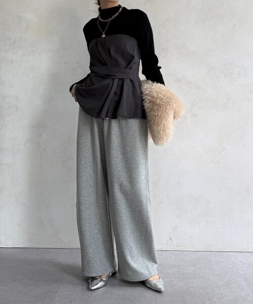 DouDou(ドゥドゥ)の「ボンバーヒートスウェットパンツ(その他パンツ・レディース・グレー/アイボリー・38/36)」の13枚目の写真