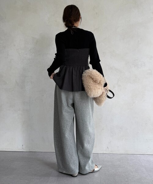 DouDou(ドゥドゥ)の「ボンバーヒートスウェットパンツ(その他パンツ・レディース・グレー/アイボリー・38/36)」の15枚目の写真