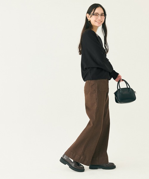 coca（coca）（コカ）の「Vネックニットチュニック（チュニック・レディース・ブラック/カーキ・L/M/S）」の5枚目の写真