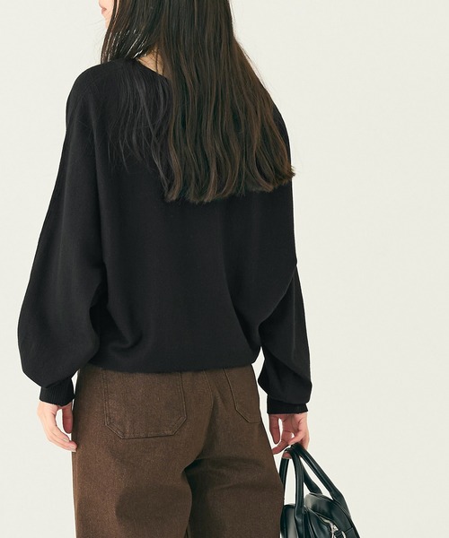 coca（coca）（コカ）の「Vネックニットチュニック（チュニック・レディース・ブラック/カーキ・L/M/S）」の6枚目の写真