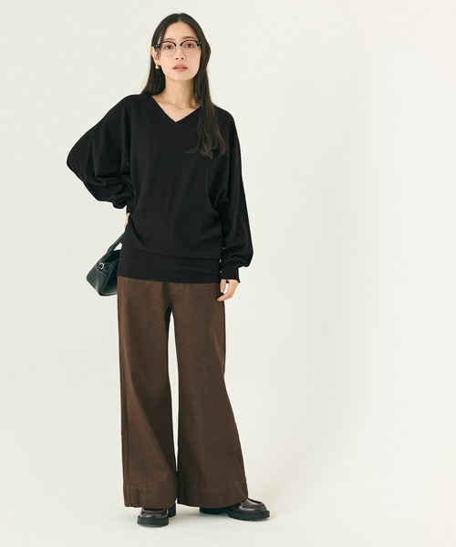 coca（coca）（コカ）の「Vネックニットチュニック（チュニック・レディース・ブラック/カーキ・L/M/S）」の8枚目の写真