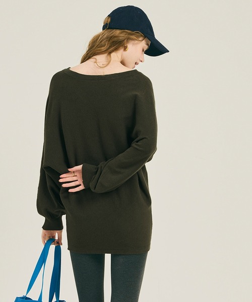 coca（coca）（コカ）の「Vネックニットチュニック（チュニック・レディース・ブラック/カーキ・L/M/S）」の10枚目の写真