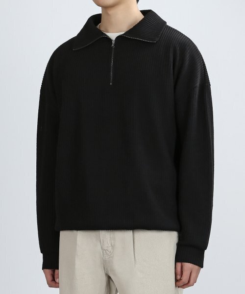 RAVINE TEX ZIP-UP KNIT (BLACK) — черный трикотаж с молнией RAVINE TEX
