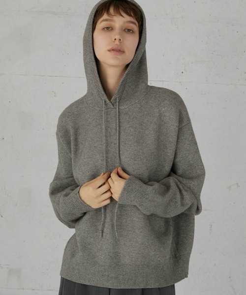 セール】【LA PEAU DE GEM】knit hoodie/ニットフーディ（パーカー
