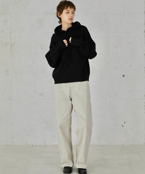 LA PEAU DE GEM（ラポドゥジェム）の「【LA PEAU DE GEM】knit hoodie/ニットフーディ（パーカー・レディース・ブラック/グレー・FREE）」の11枚目の写真