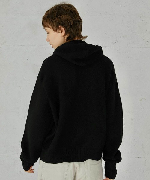 LA PEAU DE GEM（ラポドゥジェム）の「【LA PEAU DE GEM】knit hoodie/ニットフーディ（パーカー・レディース・ブラック/グレー・FREE）」の16枚目の写真
