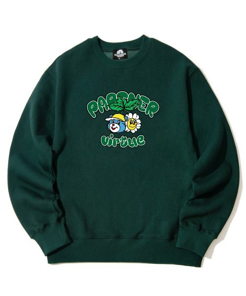 TRIPSHION(トリップション)の「BEAR & FLOWER GRAPHIC クルーネック - グリーン(スウェット・メンズ・その他・LARGE/MEDIUM/X-LARGE)」の1枚目の写真