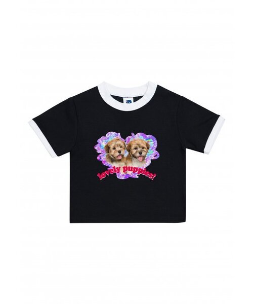 RADINEO(ラディネオ)の「ラブリーパピー ブラッククロップトップ(Tシャツ/カットソー・レディース・その他・FREE)」の1枚目の写真
