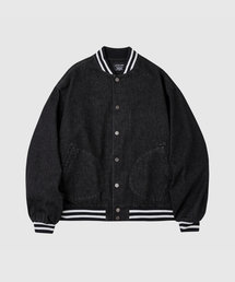 LETTERCOMO（レテルコモ）の「ストーンデニムスタジアムバシティジャケットブラック（スタジャン）」