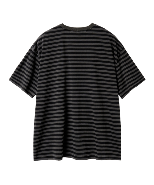 PARAKEET(パラキート)の「ストライプヴィンテージポケットダメージTシャツ(ウォッシュドブラック)(Tシャツ/カットソー・レディース・ブラック・SMALL/MEDIUM)」の2枚目の写真