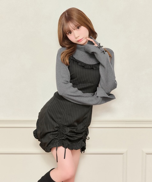 apres jour（アプレジュール）の「シャーリングミニキャミワンピース（ワンピース・レディース・グレー/ブラウン系その他/ブラック/ボルドー・X-LARGE/MEDIUM/SMALL）」の7枚目の写真