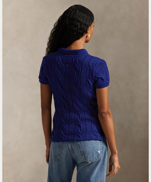 POLO RALPH LAUREN(ポロ ラルフ ローレン)の「ケーブルニット コットン ポロシャツ(ポロシャツ・レディース・マルチ・S/M/L/XL/XS)」の5枚目の写真