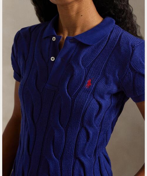 POLO RALPH LAUREN(ポロ ラルフ ローレン)の「ケーブルニット コットン ポロシャツ(ポロシャツ・レディース・マルチ・S/M/L/XL/XS)」の4枚目の写真