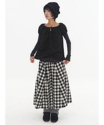 Patchy Gingham Skirt Black