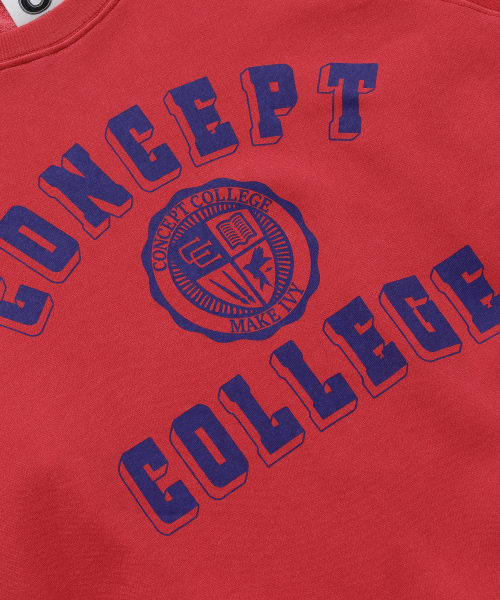 CONCEPTCOLLEGE（コンセプトカレッジ）の「クラシックビッグロゴピグメントラグランスウェットシャツ_ヴィンテージレッド [成人男女共用]（スウェット・レディース・レッド・LARGE/MEDIUM）」の3枚目の写真