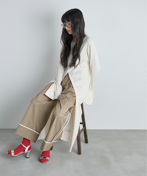 THE YOn(ザヨン)の「2WAYフレアスリーブリブニットワンピース(ワンピース・レディース・グレー/アイボリー/ライム/ネイビー・FREE)」の7枚目の写真