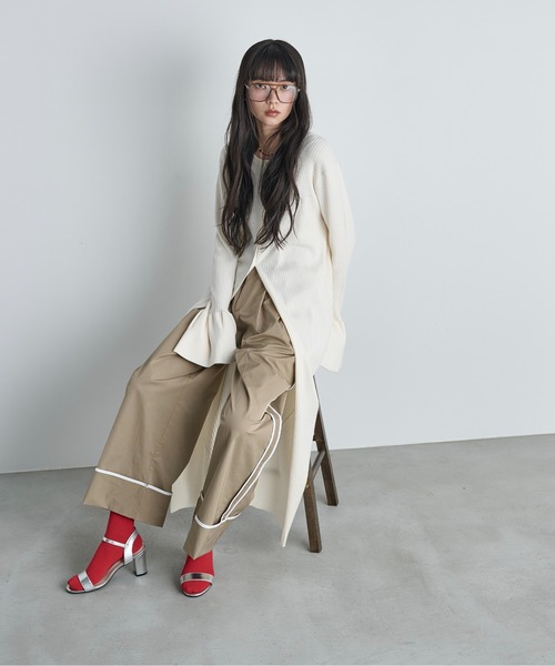 THE YOn(ザヨン)の「2WAYフレアスリーブリブニットワンピース(ワンピース・レディース・グレー/アイボリー/ライム/ネイビー・FREE)」の8枚目の写真