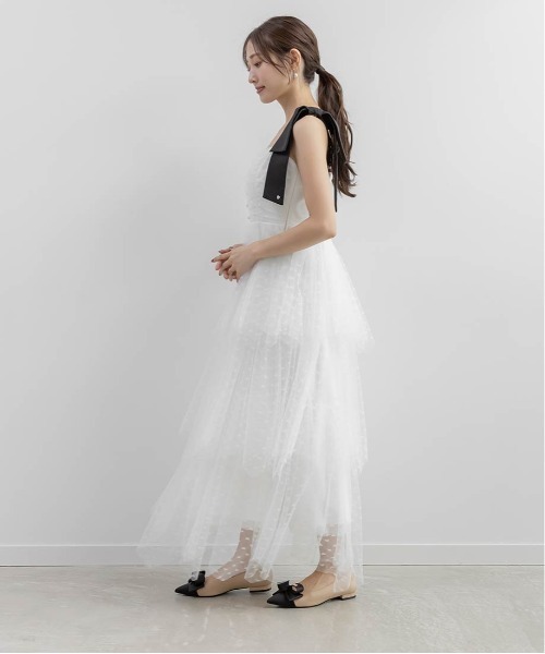 RANDA(ランダ)の「【Heart Collection】ハートチュールリボンティアードワンピース(ワンピース・レディース・ブラック/ホワイト・0/1)」の8枚目の写真