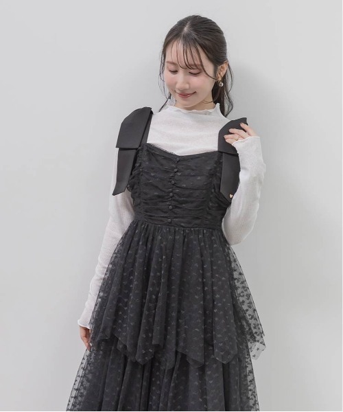 RANDA(ランダ)の「【Heart Collection】ハートチュールリボンティアードワンピース(ワンピース・レディース・ブラック/ホワイト・0/1)」の13枚目の写真