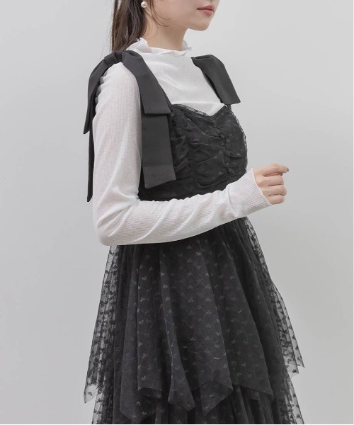RANDA(ランダ)の「【Heart Collection】ハートチュールリボンティアードワンピース(ワンピース・レディース・ブラック/ホワイト・0/1)」の15枚目の写真