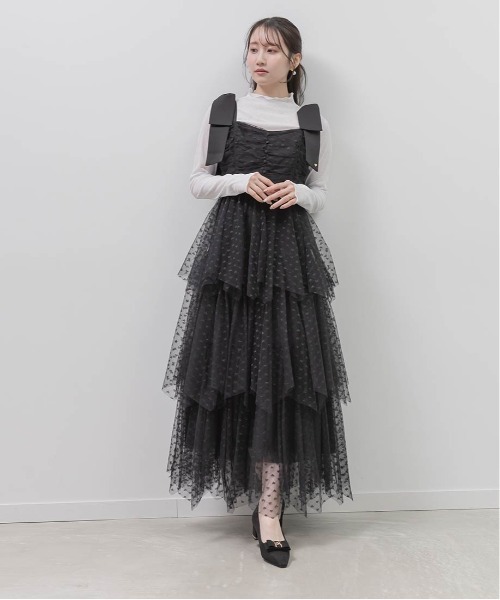 RANDA(ランダ)の「【Heart Collection】ハートチュールリボンティアードワンピース(ワンピース・レディース・ブラック/ホワイト・0/1)」の16枚目の写真