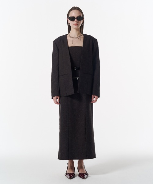 JOSE MOON(ジョゼムーン)の「NO COLLAR JACKET/ノーカラージャケット(ノーカラージャケット・レディース・ブラック/ブラウン・38/36)」の10枚目の写真
